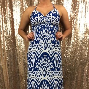 INC Blue and white maxi dress